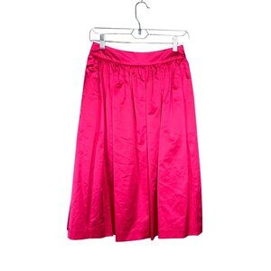 Trina Turk Swank Skirt Size 0 Pleated Midi Bright Pink A-Line‎ Full Lined NWT